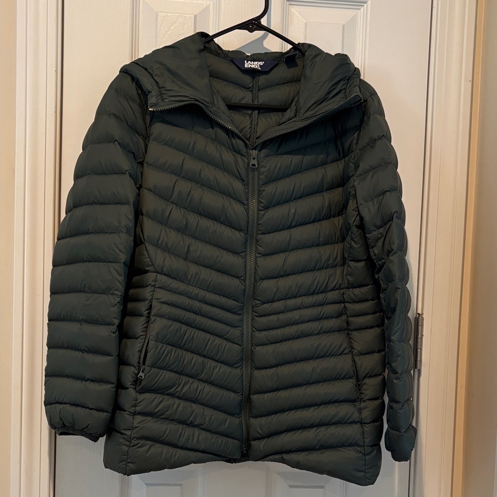 Lands' End Dark Green Puffer Jacket